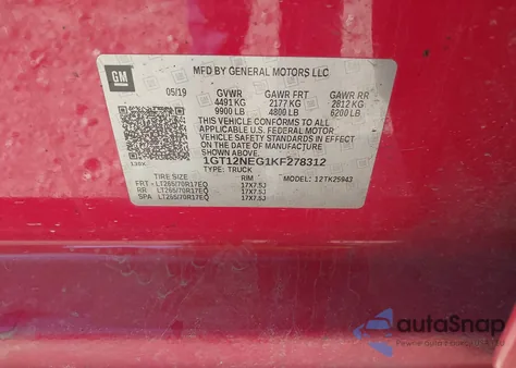 2019 GMC Sierra 2500Hd из США, поврежденный, VIN 1GT12NEG1KF278312